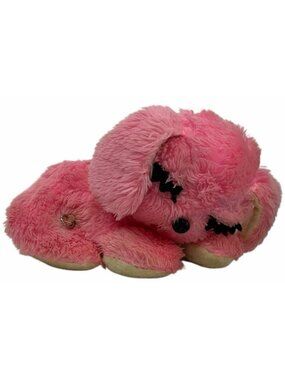 Vintage Montgomery Ward Wind Up Musical Puppy Dog Sleeping Pink Plush Stuffed